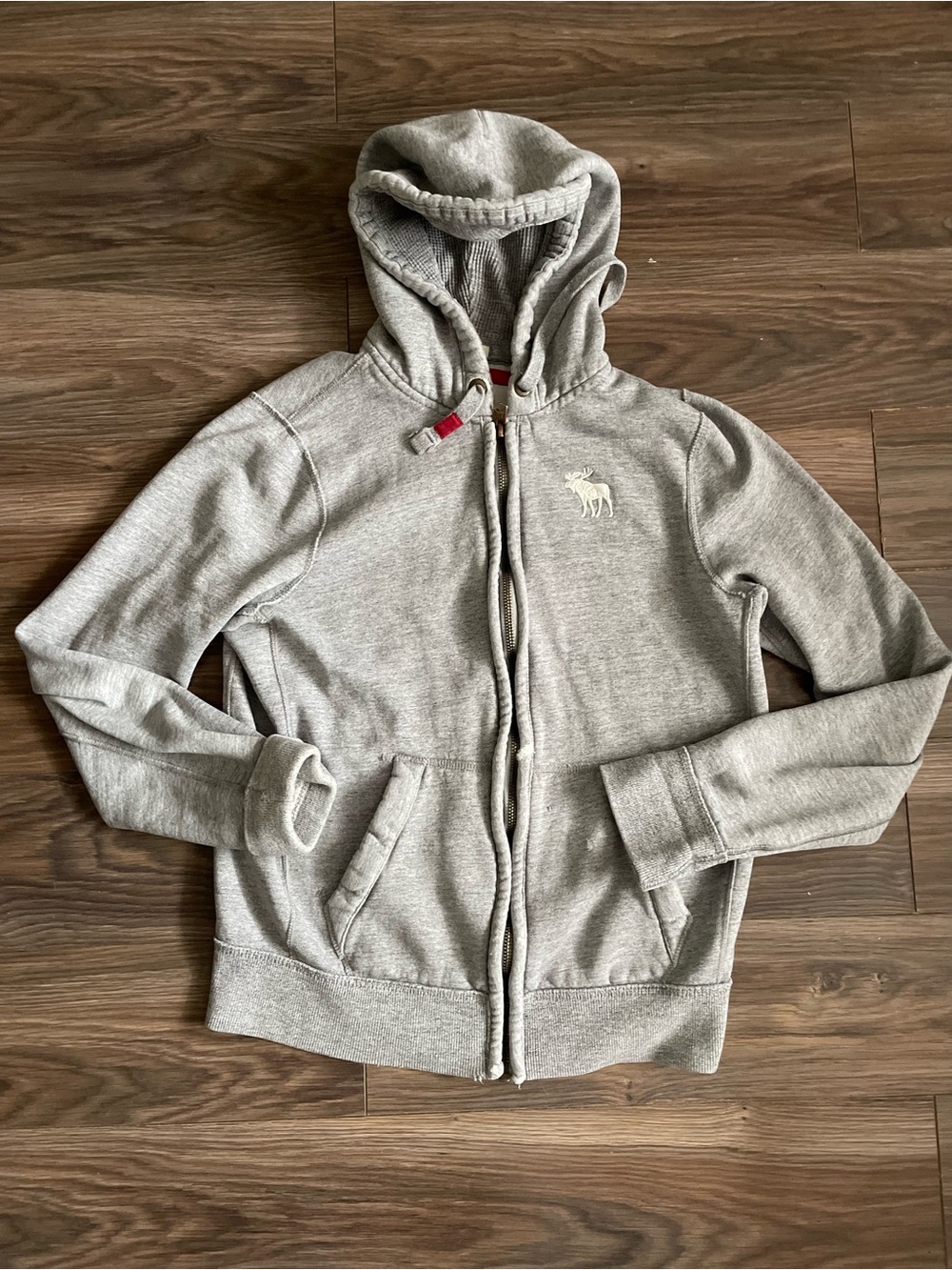 Abercrombie & Fitch Light Gray Hoodie with Red Lining